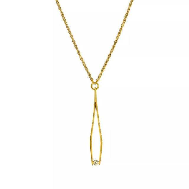 1928 Gold Tone Crystal Large Tweezers Pendant Necklace, Womens, Yellow Product Image