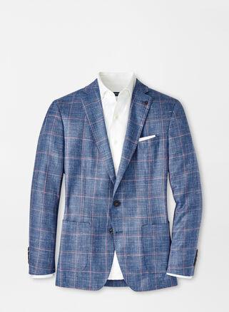 Peter Millar Mens Roseville Windowpane Soft Jacket | Color: Blue Pearl | Size: 44 Product Image