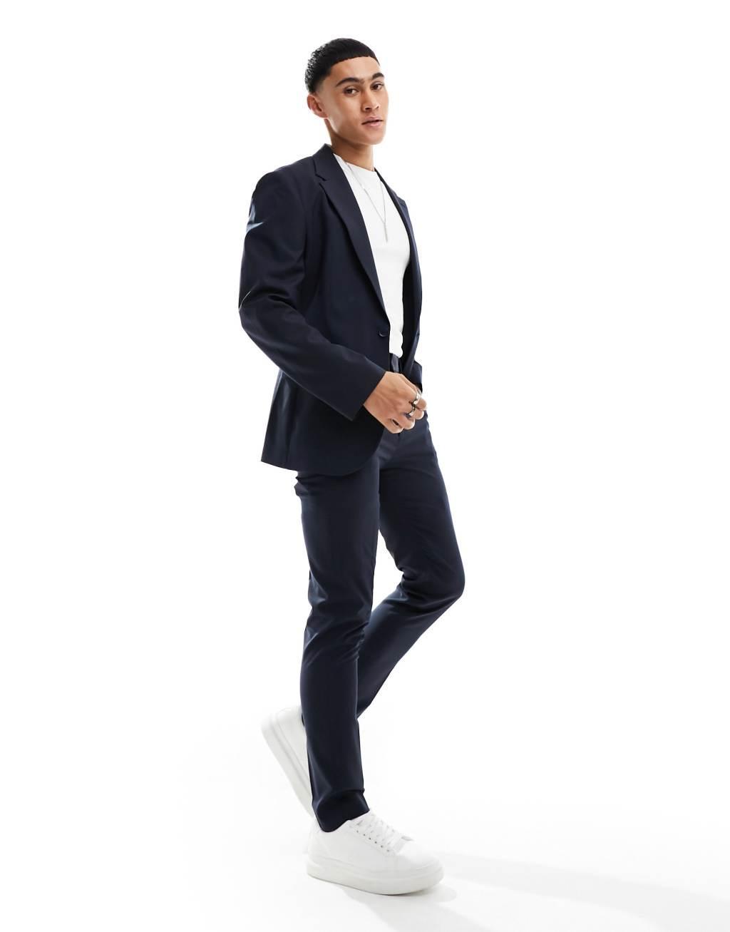 ASOS DESIGN skinny suit pants in navy Product Image