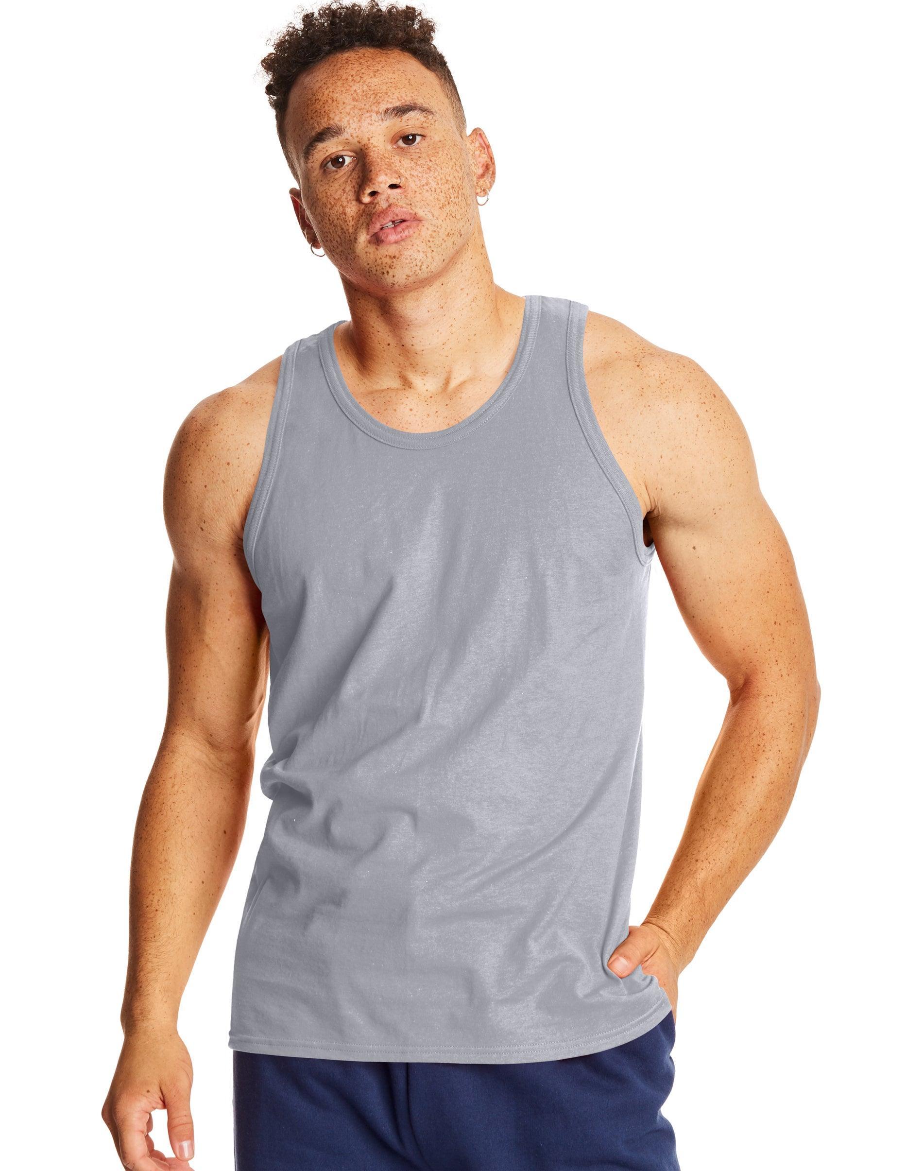 Mens Hanes X-Temp 2-Pack Performance Tank Top Light Silver Product Image