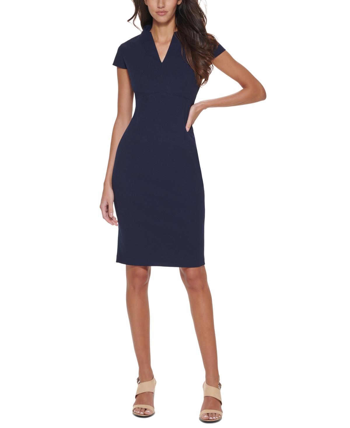 Calvin Klein Womens V-Neck Cap Sleeve Sheath Dress Product Image