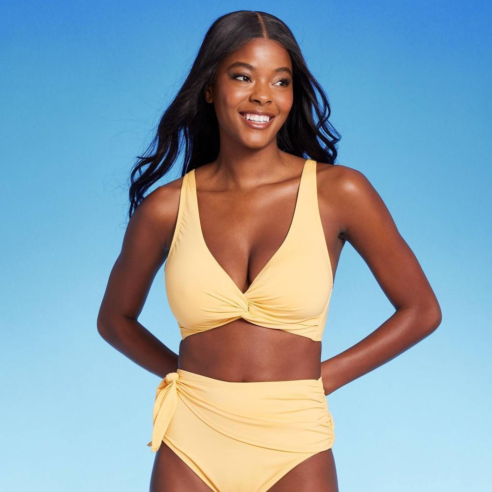 Womens Twist-Front Bikini Top - Kona Sol Yellow D/DD Cup Product Image