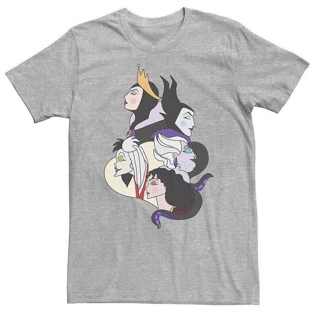 Big & Tall Disney Villains Side Profile Group Shot Tee, Mens Athletic Grey Product Image