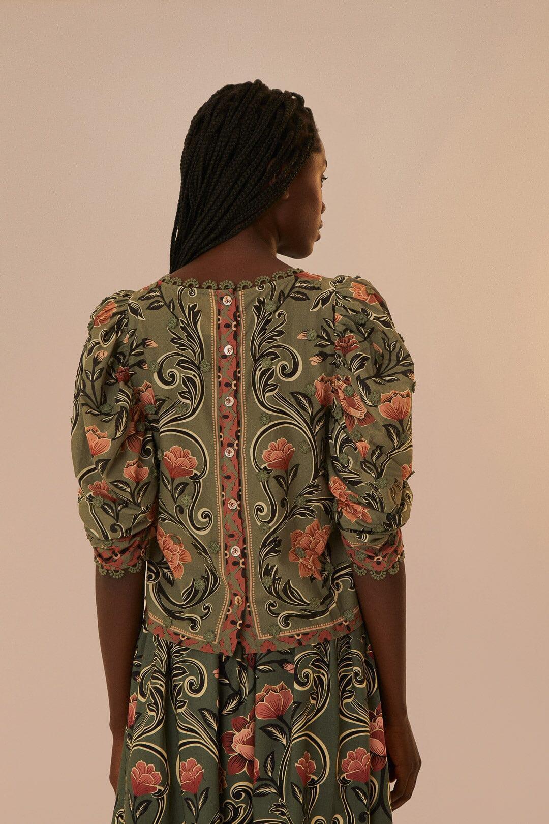 Arabesque Floral Green Blouse Product Image