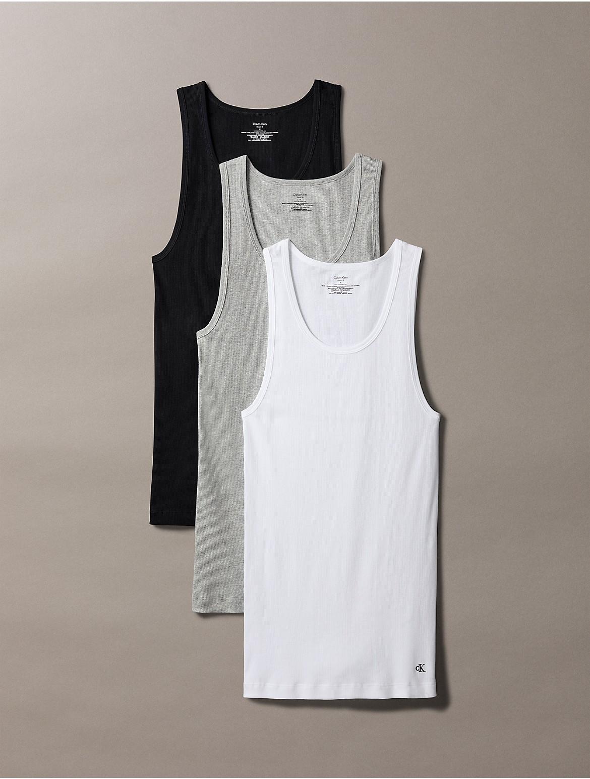 Calvin Klein Mens Cotton Classics 3-Pack Tank Top - Grey - XXL Product Image