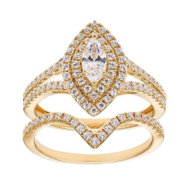 The Regal Collection 14k Gold 1 Carat T.W. IGL Certified Diamond Marquise Halo Engagement Ring Set, Womens White Product Image