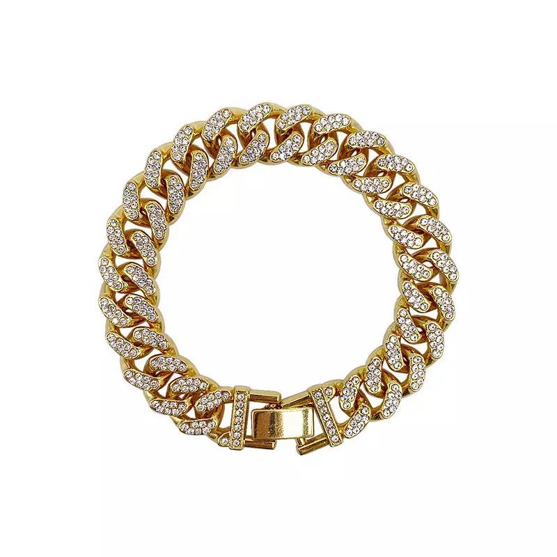 Adornia 14k Gold Plated Cubic Zirconia Flat Curb Chain Bracelet, Womens, Yellow Product Image