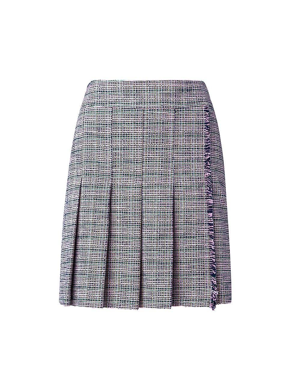 Womens Pleated Tweed Miniskirt - Pink - Size 2 Product Image