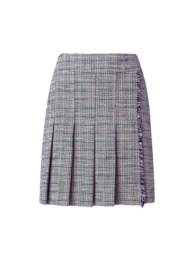 Womens Pleated Tweed Miniskirt - Pink - Size 2 Product Image