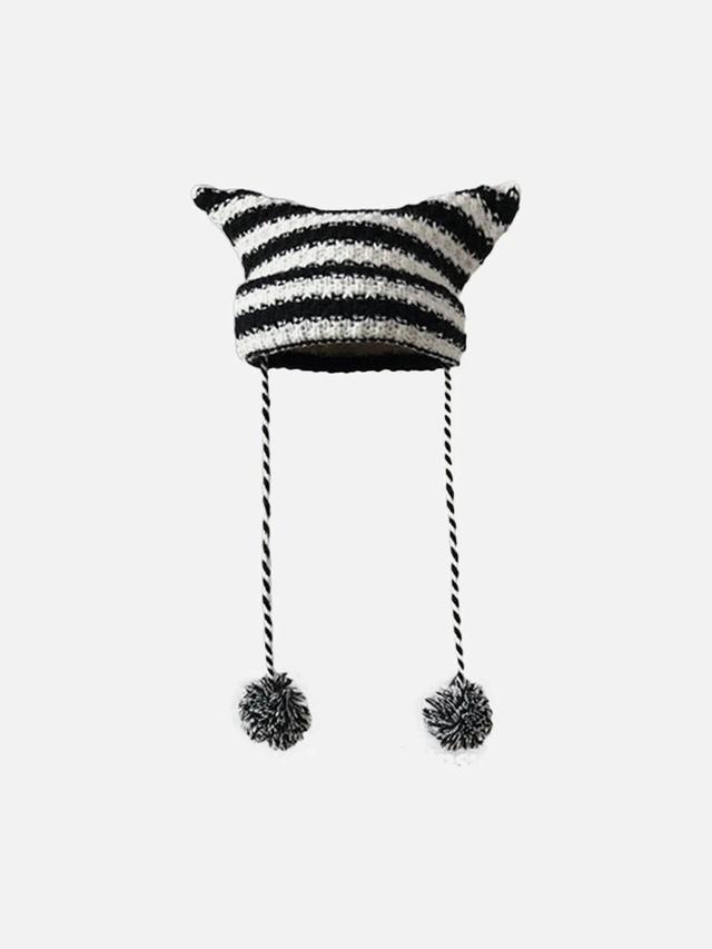 Striped Little Devil Cat Ear Hat Product Image