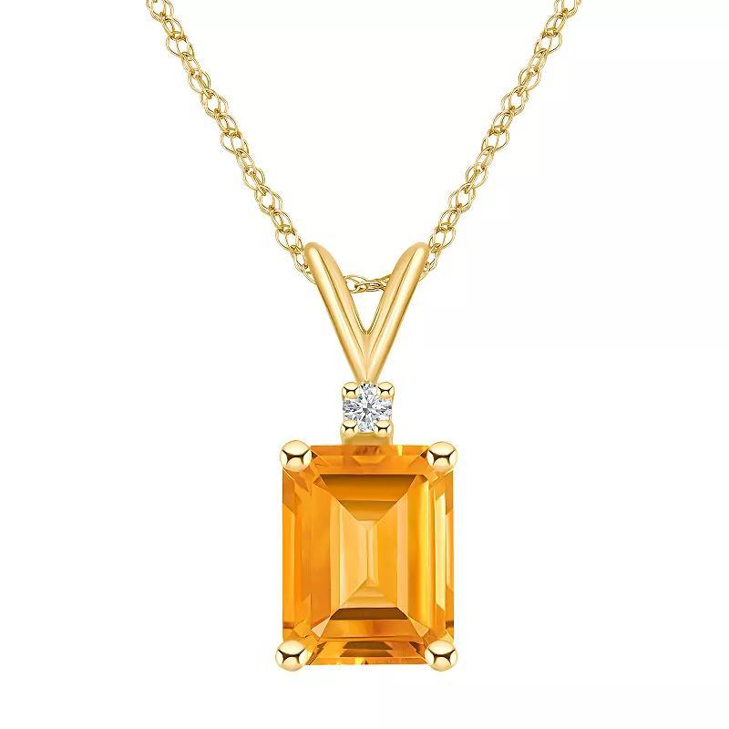 Celebration Gems 14k White Gold Gemstone & Diamond Accent Pendant Necklace, Womens Citrine Product Image