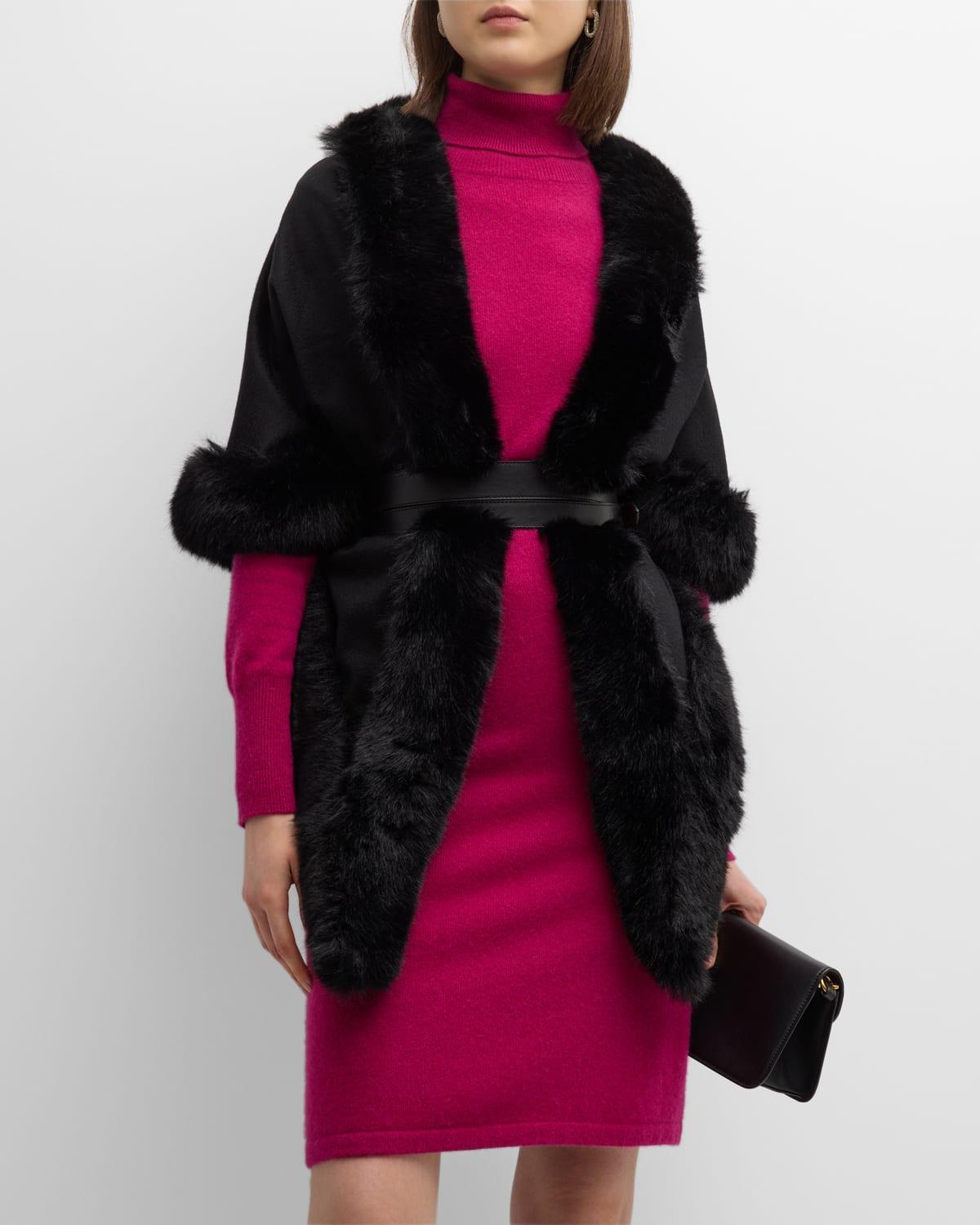 Womens Faux Fur & Cashmere Diamond Wrap Product Image