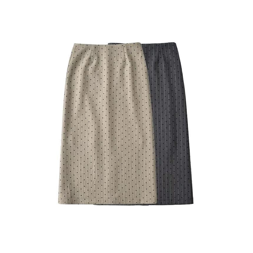 High Waist Dotted Midi A-Line Skirt Product Image