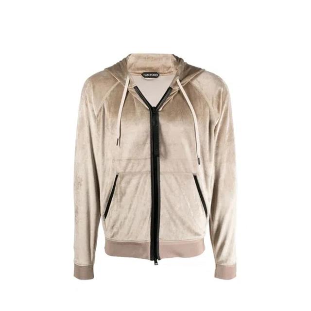 Velour Track Jacket In Beige Product Image