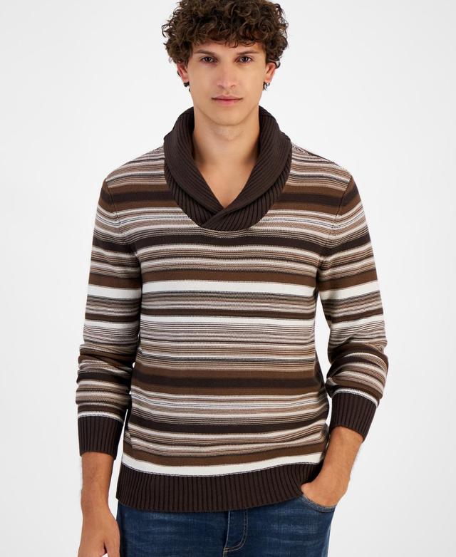 Sun + Stone Mens Striped Shawl-Collar Long Sleeve Pullover Sweater, Created for Macys Product Image