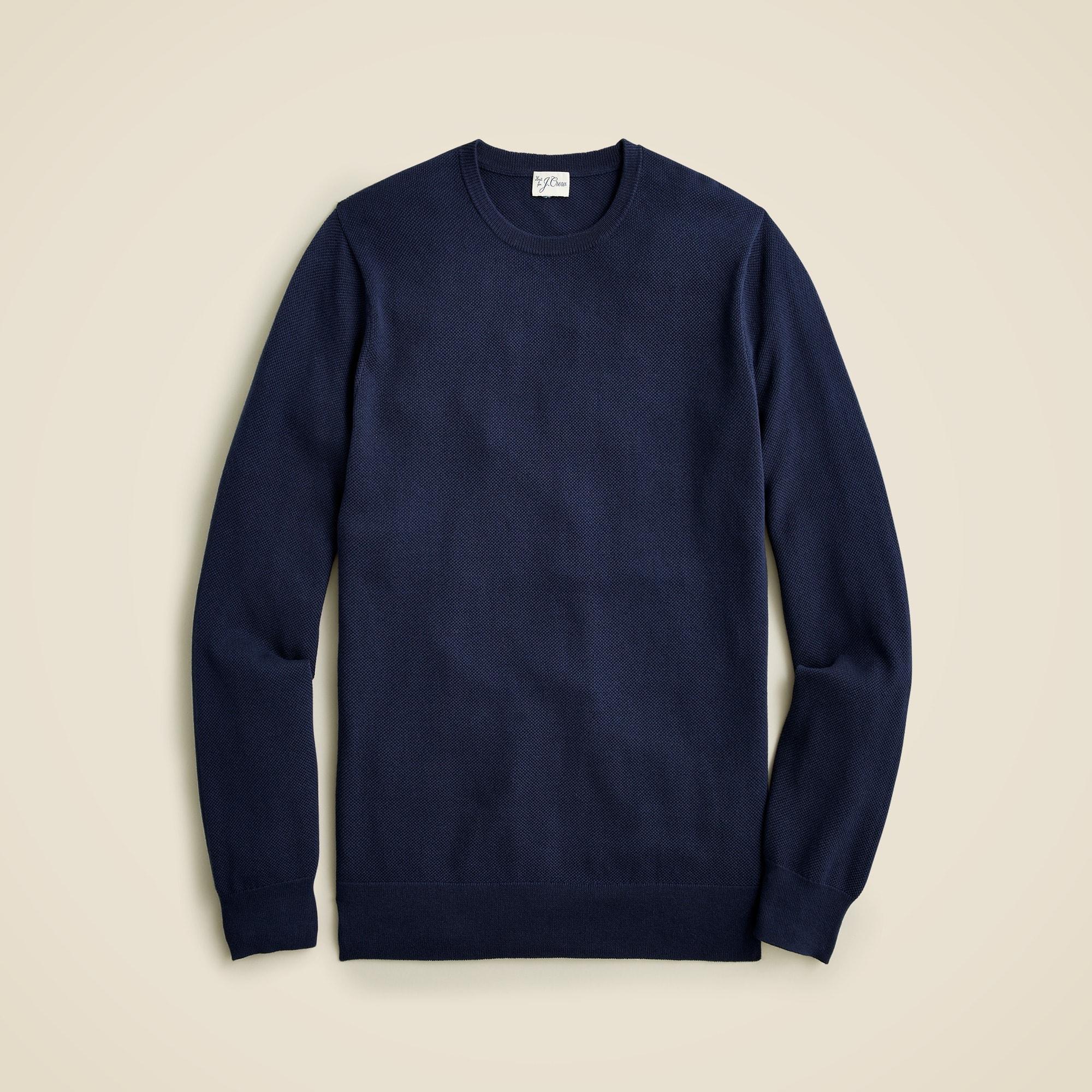 Cotton piqué-stitch crewneck sweater Product Image