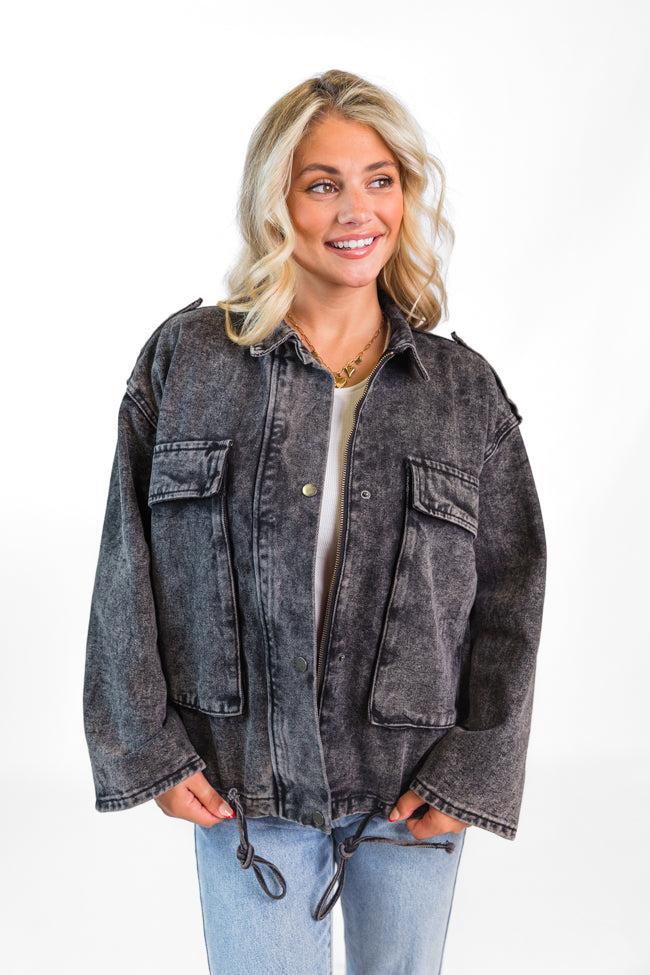 Mandie Washed Black Denim Jacket FINAL SALE Product Image