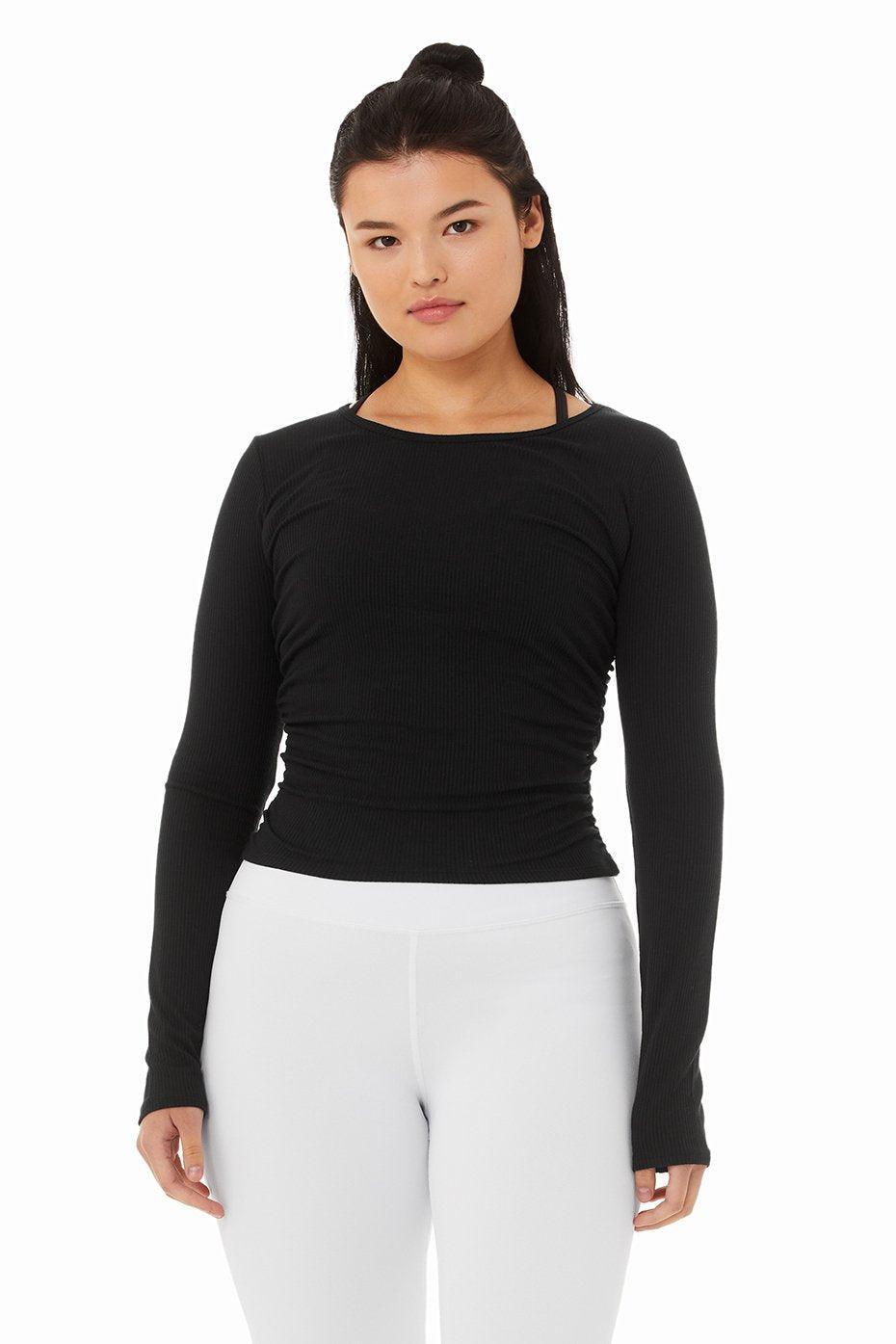 Alo Gather Long Sleeve Rib Crop Top Product Image