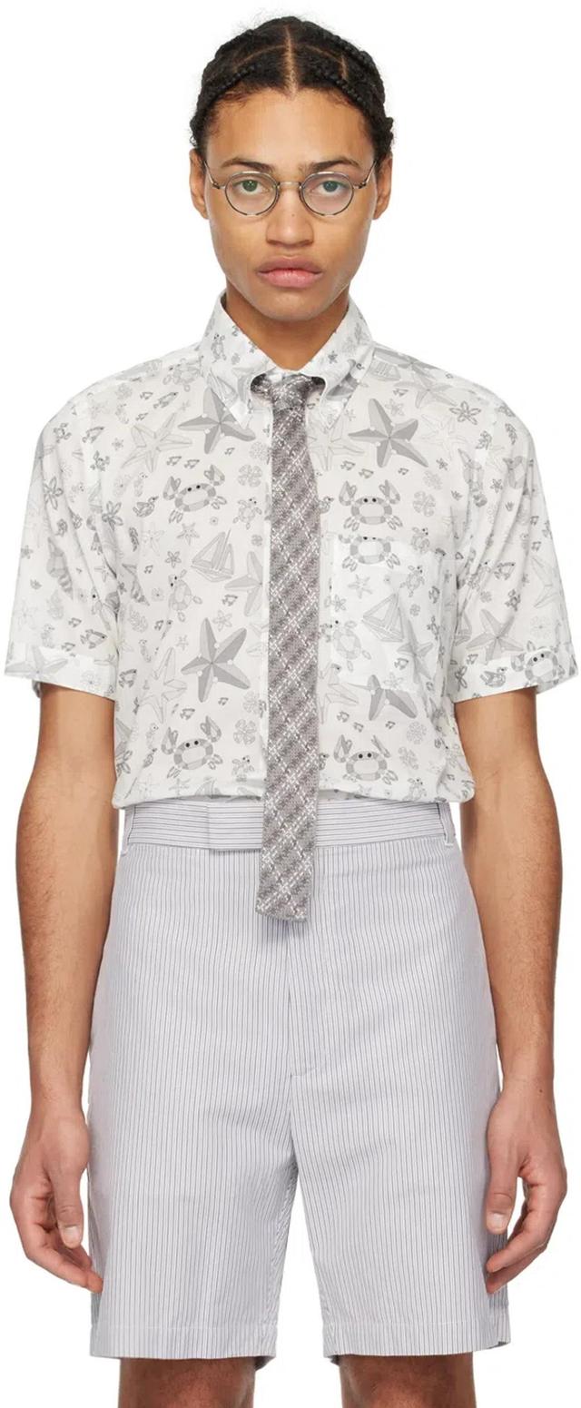 Printed Cotton Shirt In 100 White Product Image