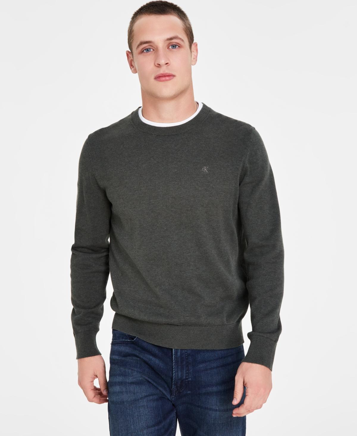 Calvin Klein Mens Classic Fit Monogram Compact Cotton Crewneck Sweater Product Image