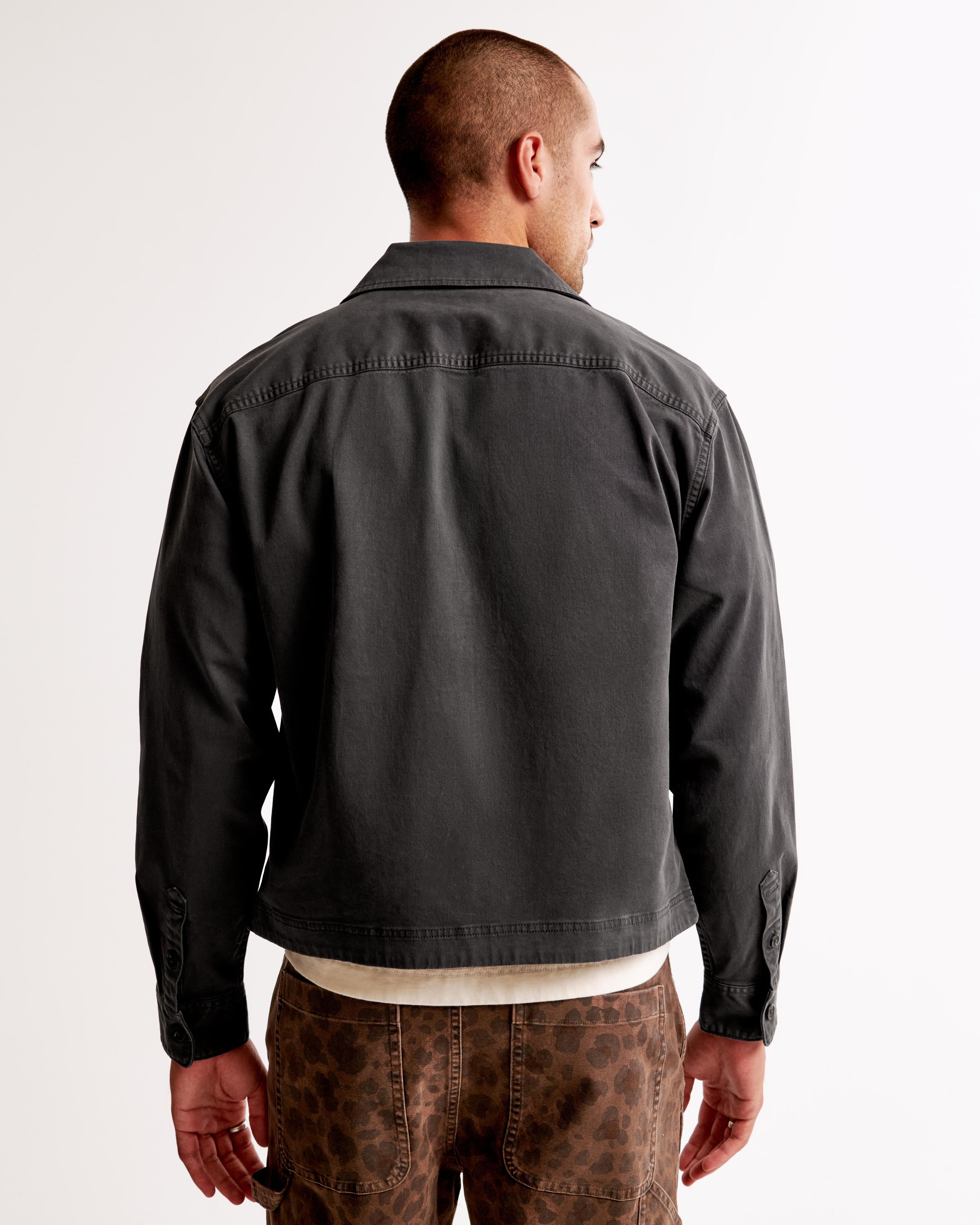 Cropped Twill Zip Shirt Jacket Product Image