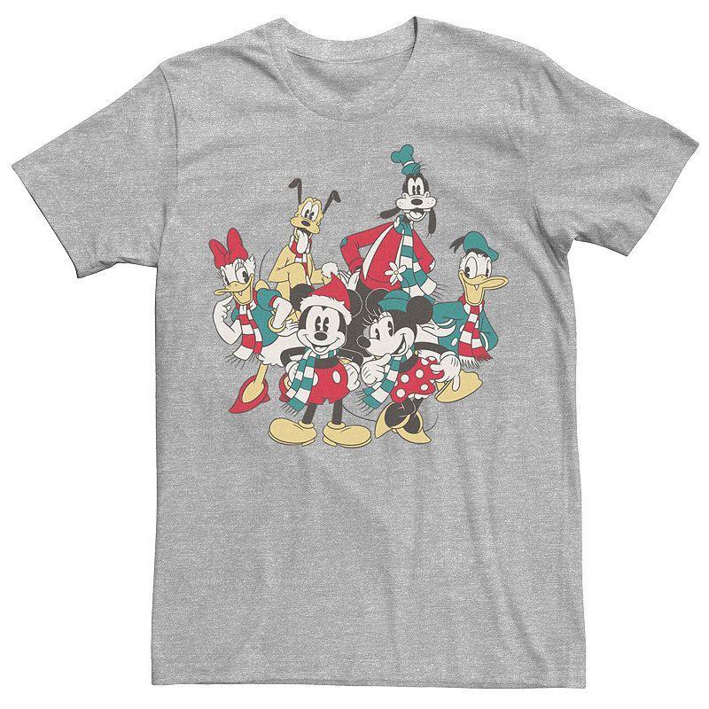 Mens Mickey Classic Holiday Group Christmas Group Shot Tee Athletic Grey Product Image