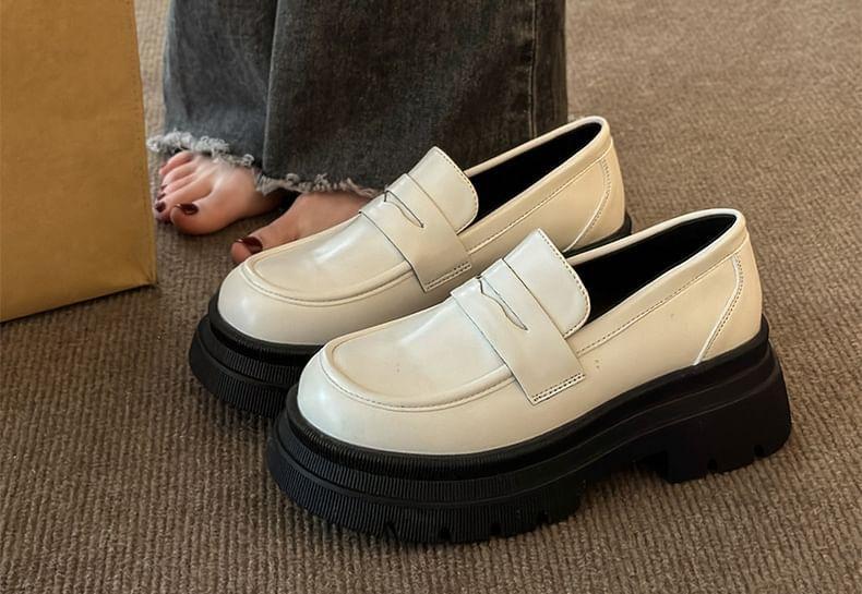 Faux Leather Platform Loafers Product Image