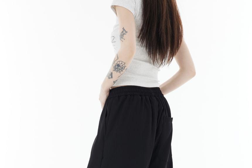 Drawstring Waist Plain Wide Leg Sweatpants Product Image