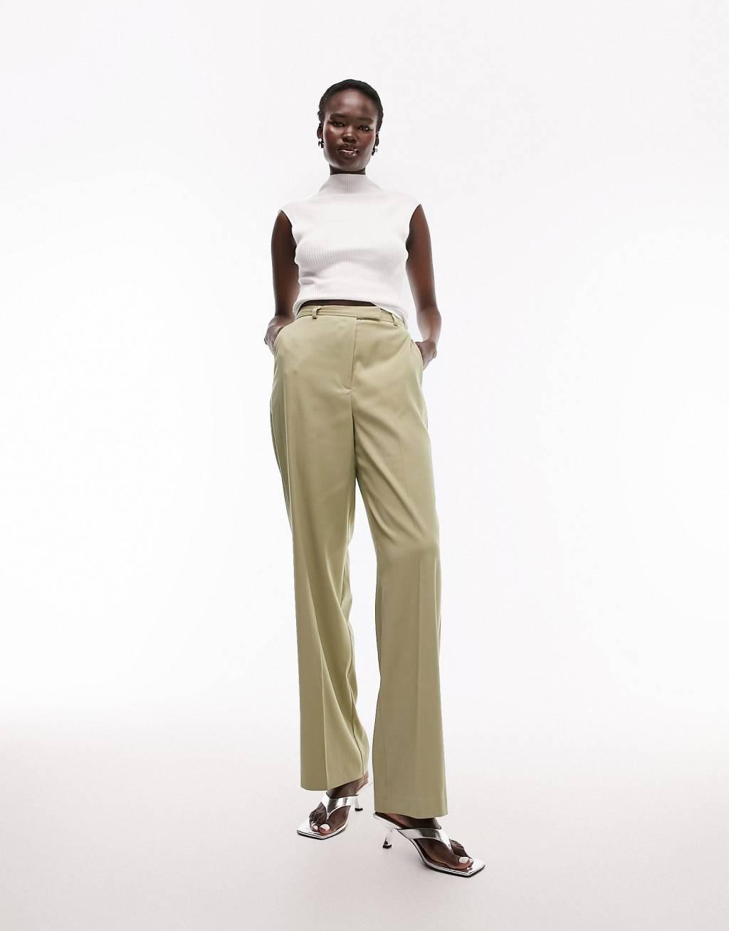 Topshop Tall straight slouch pants with back pocket detail Product Image