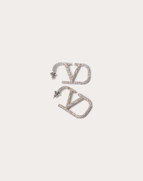 VLOGO SIGNATURE EARRINGS IN METAL AND SWAROVSKI® CRYSTALS.  Product Image