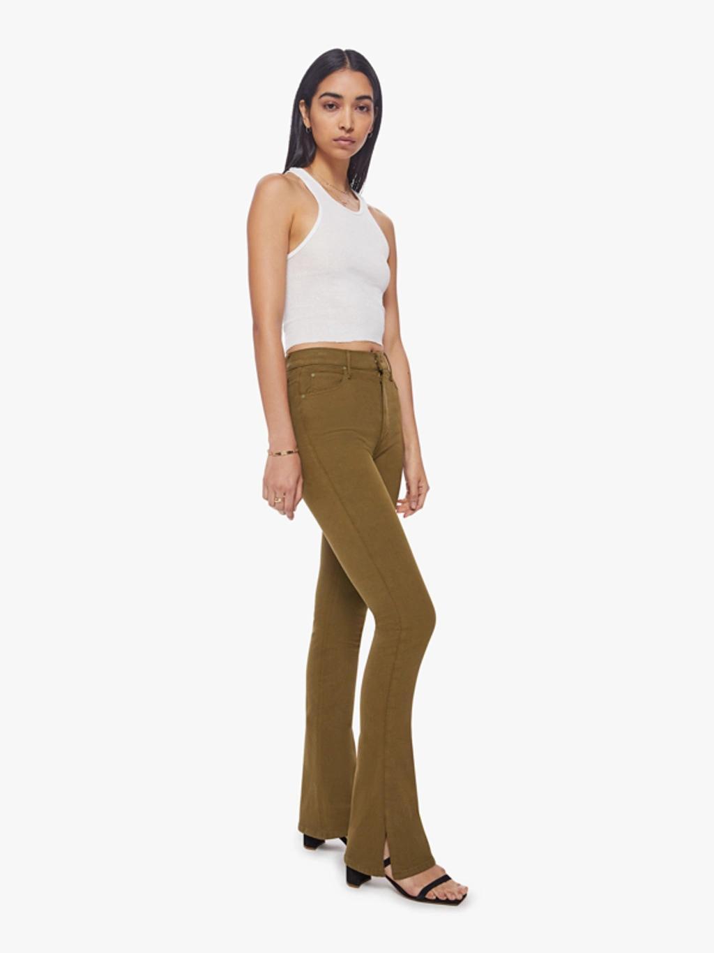 High Waisted Runaway Slice Heel Fir Jeans In Green Product Image