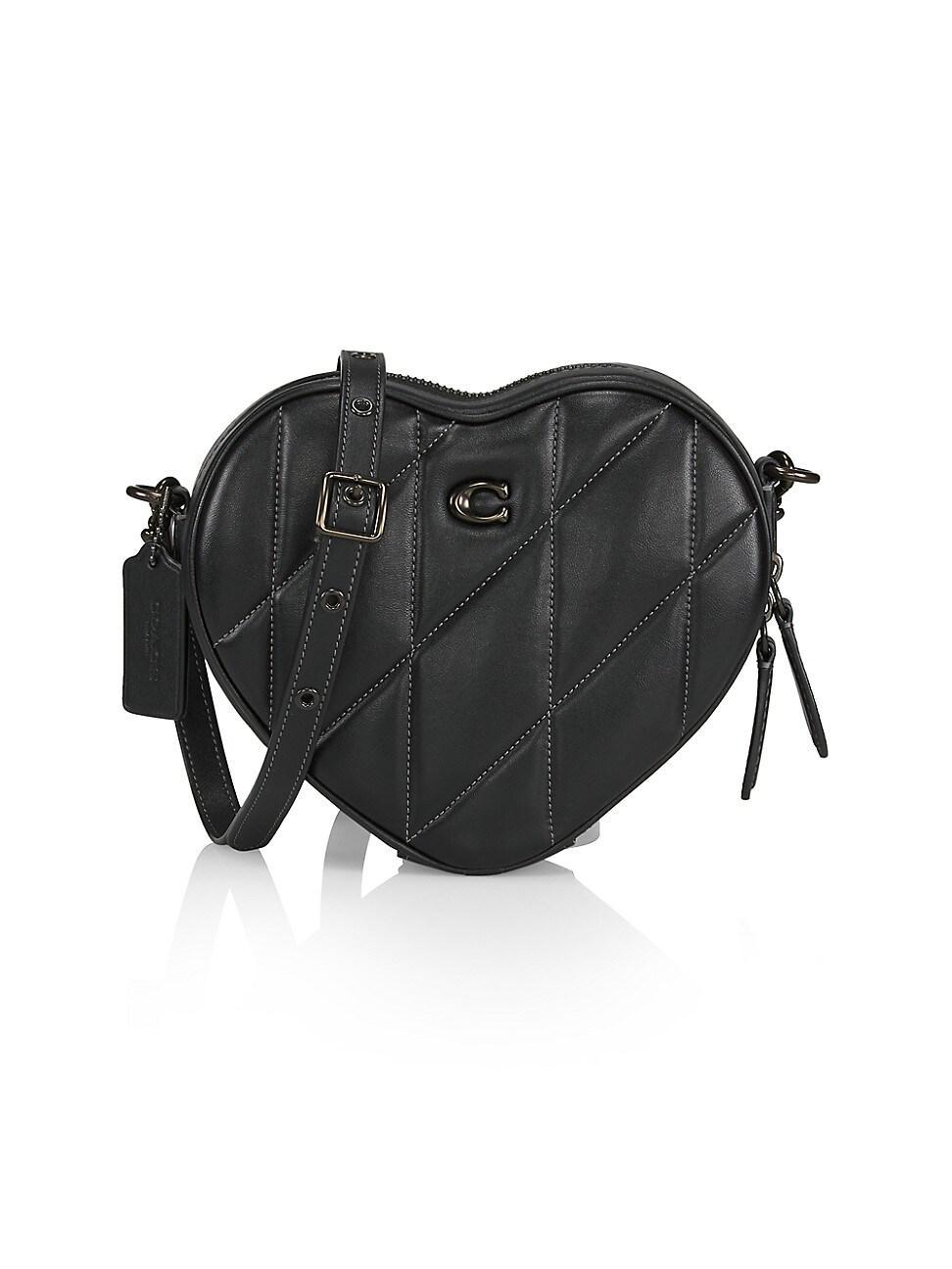 COACH Black Quilted Leather Heart Crossbody Bag Product Image