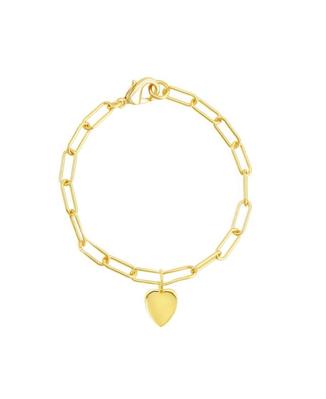 Adornia 14k Gold Plated Paper Clip Chain Heart Bracelet, Womens Yellow Product Image