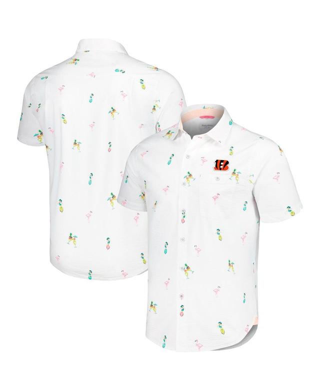 Tommy Bahama Mens White Cincinnati Bengals Nova Wave Flocktail Button-Up Shirt Product Image