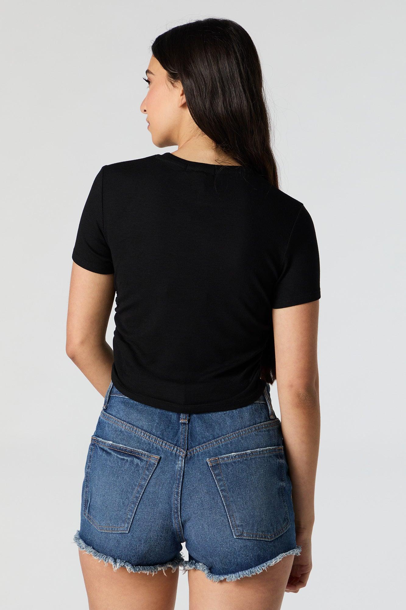 Ribbed Side Cinched Cropped T-Shirt Female Product Image