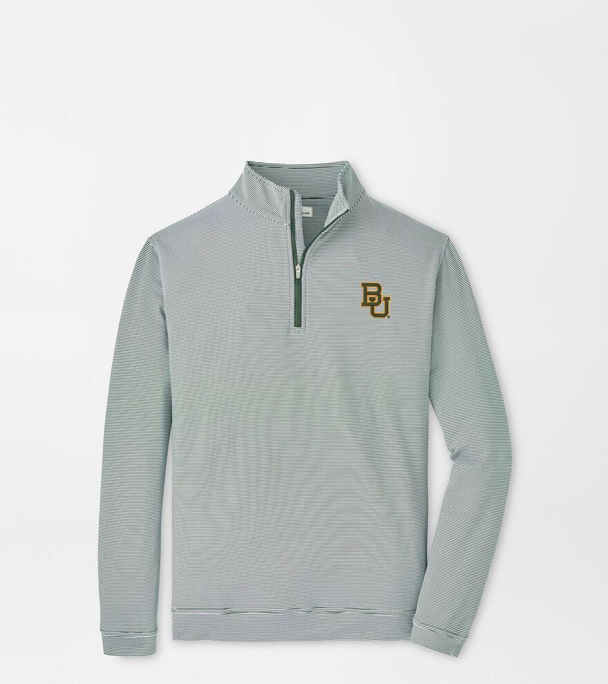 Peter Millar Mens Baylor Perth Sugar Stripe Performance Quarter-Zip | Color: Green / White | Size: L Product Image