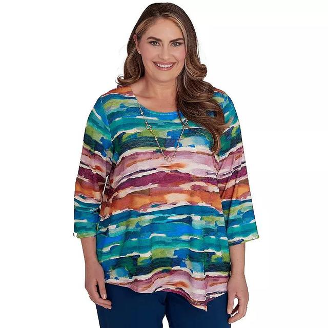 Plus Size Alfred Dunner Watercolor Biadere Top, Womens Product Image