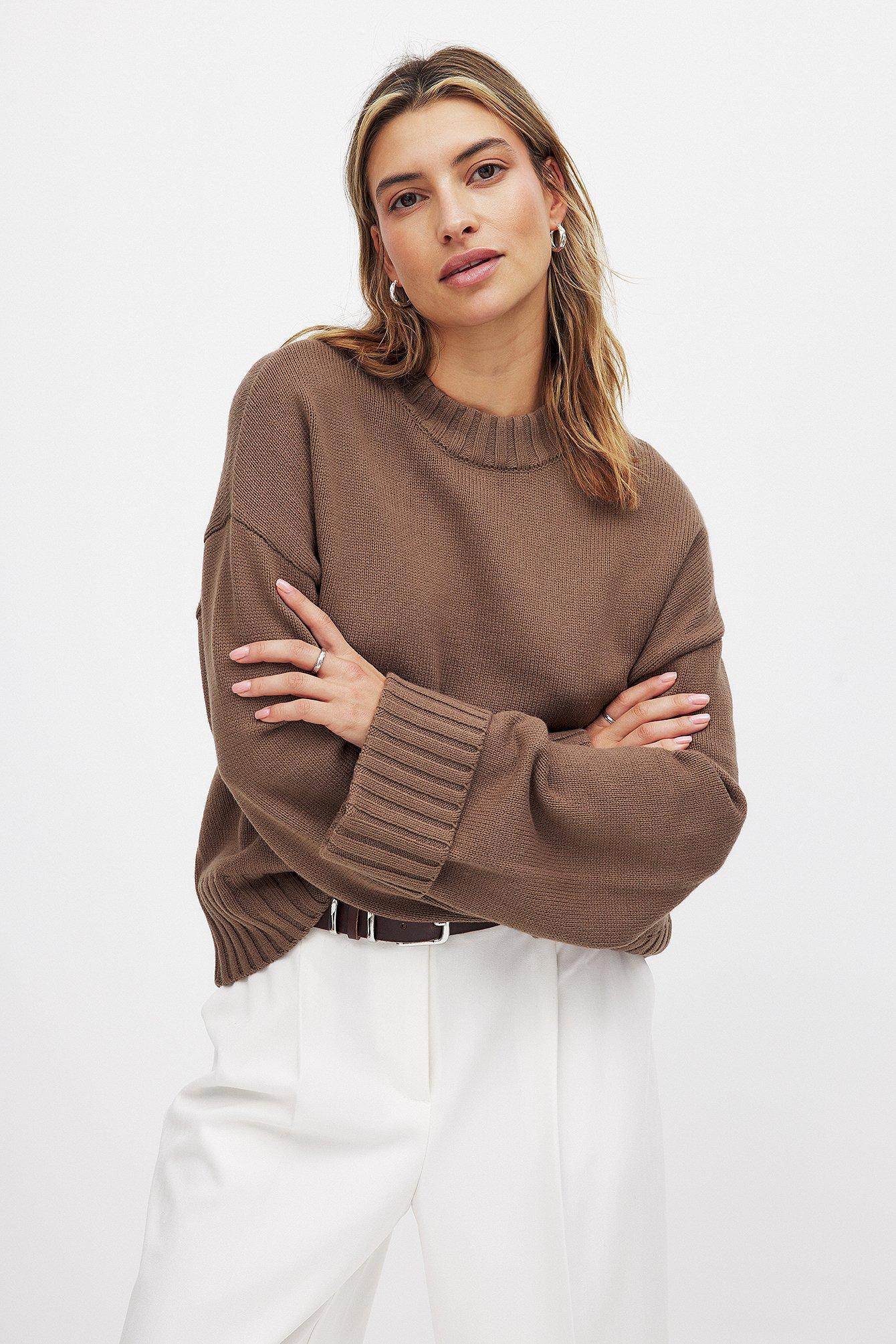 Folded Sleeve Knitted Sweater Product Image