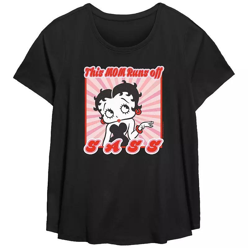 Plus Size Betty Boop My Mom Runs Off Sass Scoop Hem Flowy Graphic Tee, Womens Product Image