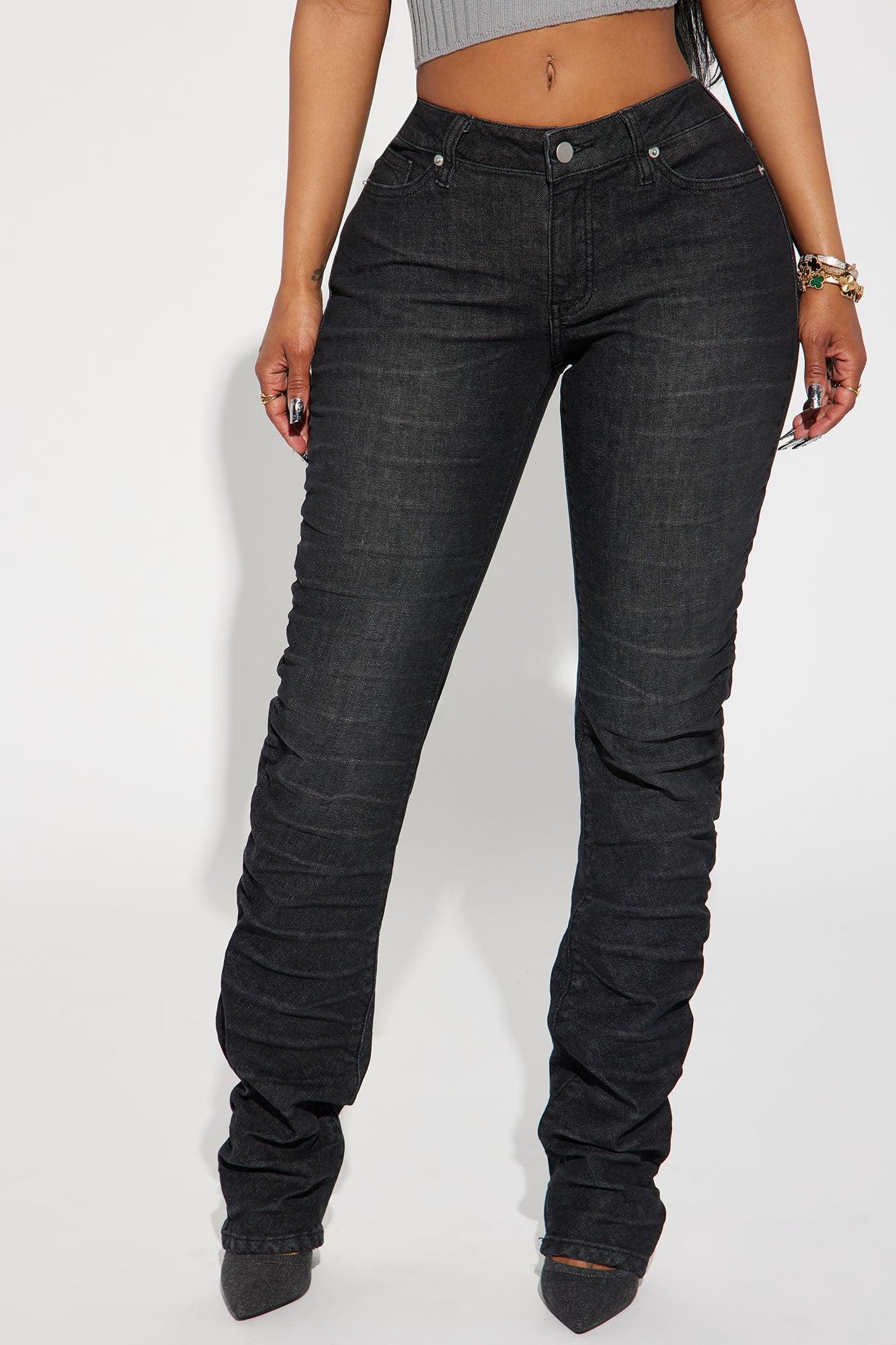 Up To No Good Stacked Straight Leg Jeans - Black Wash Product Image