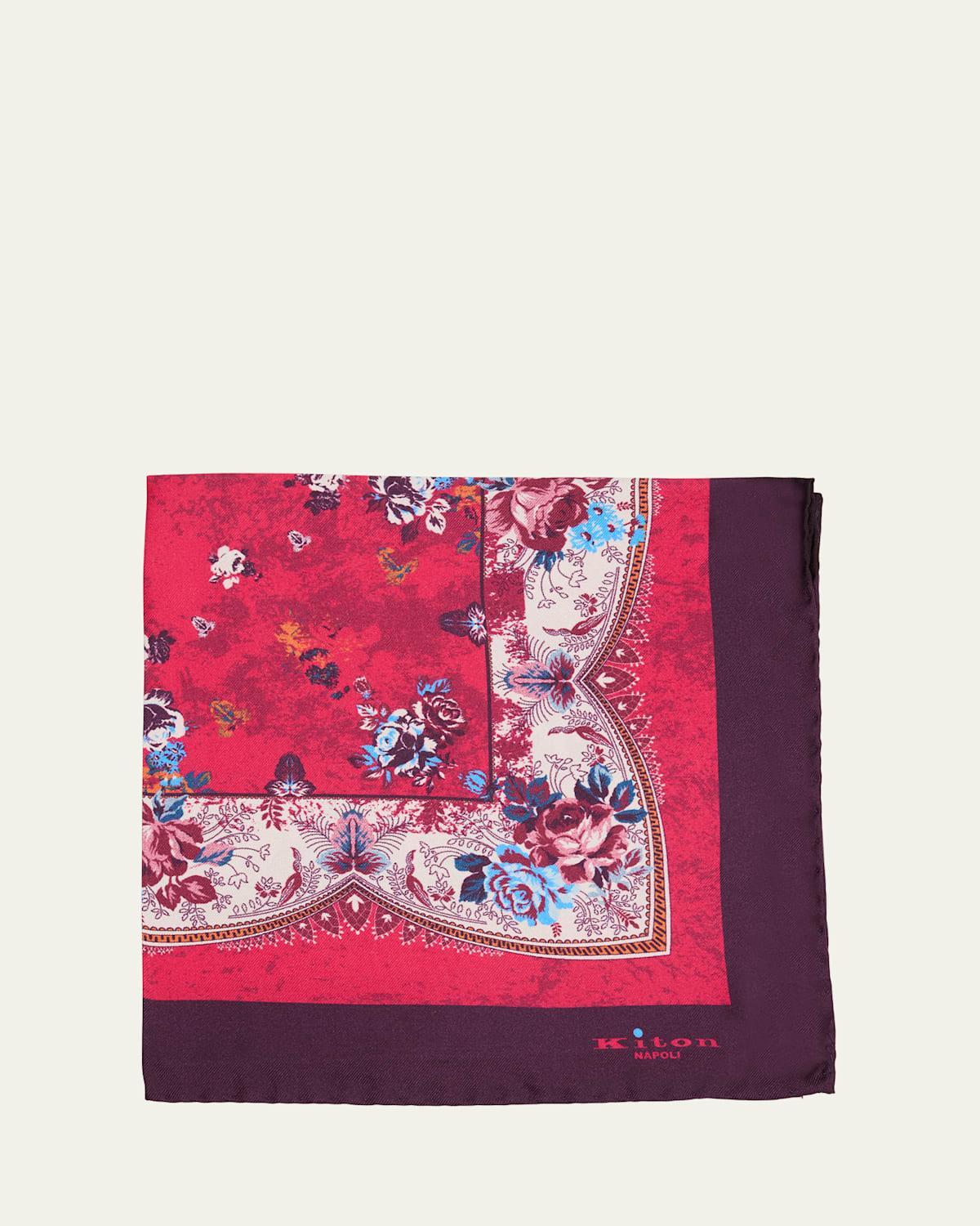 Mens Floral Silk Pocket Square Product Image