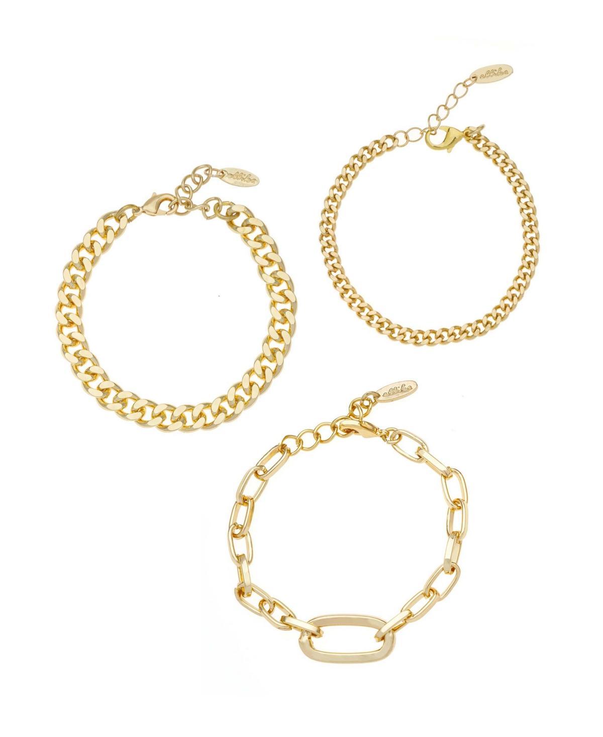 Ettika Chain Game Link Bracelets in 18K Gold Plated, Set of 3 Product Image