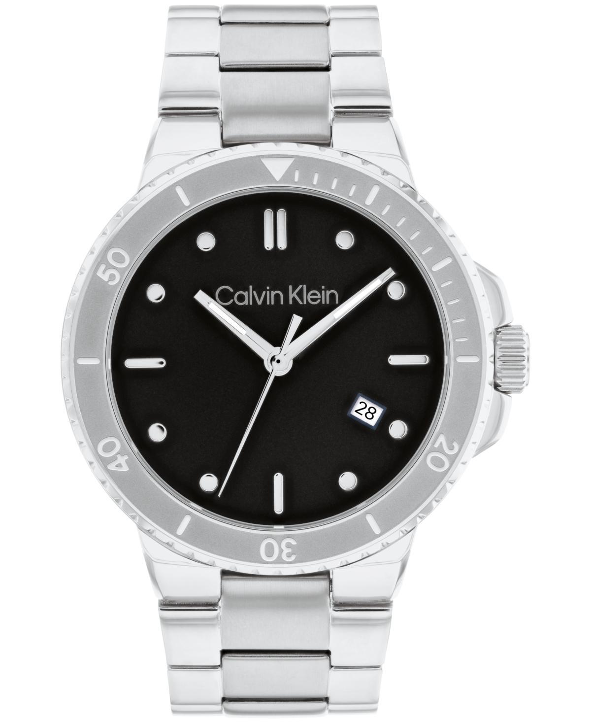 Calvin Klein Mens Silver-Tone Stainless Steel Bracelet Watch 44mm - Stainless Steel Product Image