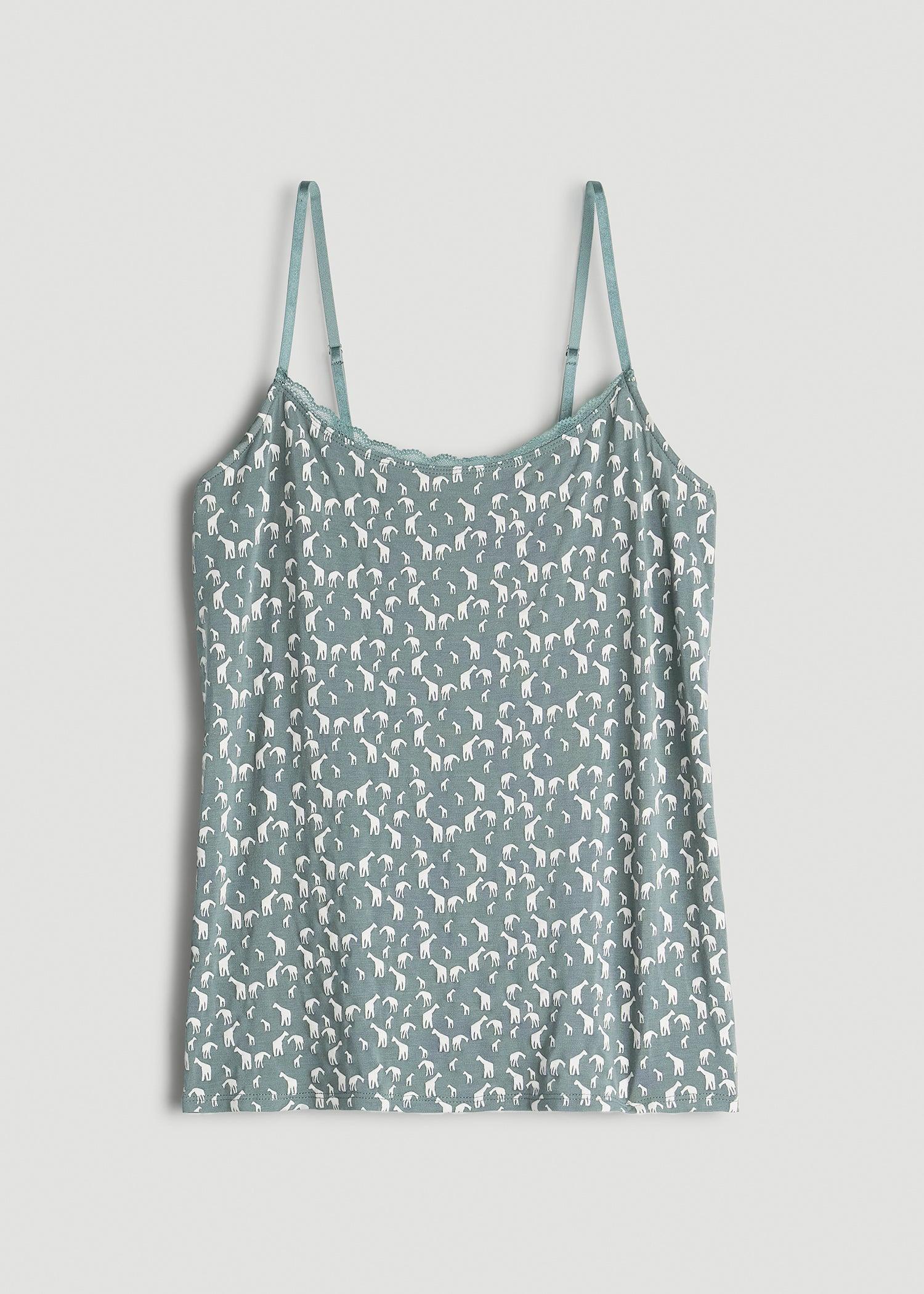 Lace Camisole Tank Top for Tall Women in Malachite Green Giraffe Print Female Product Image