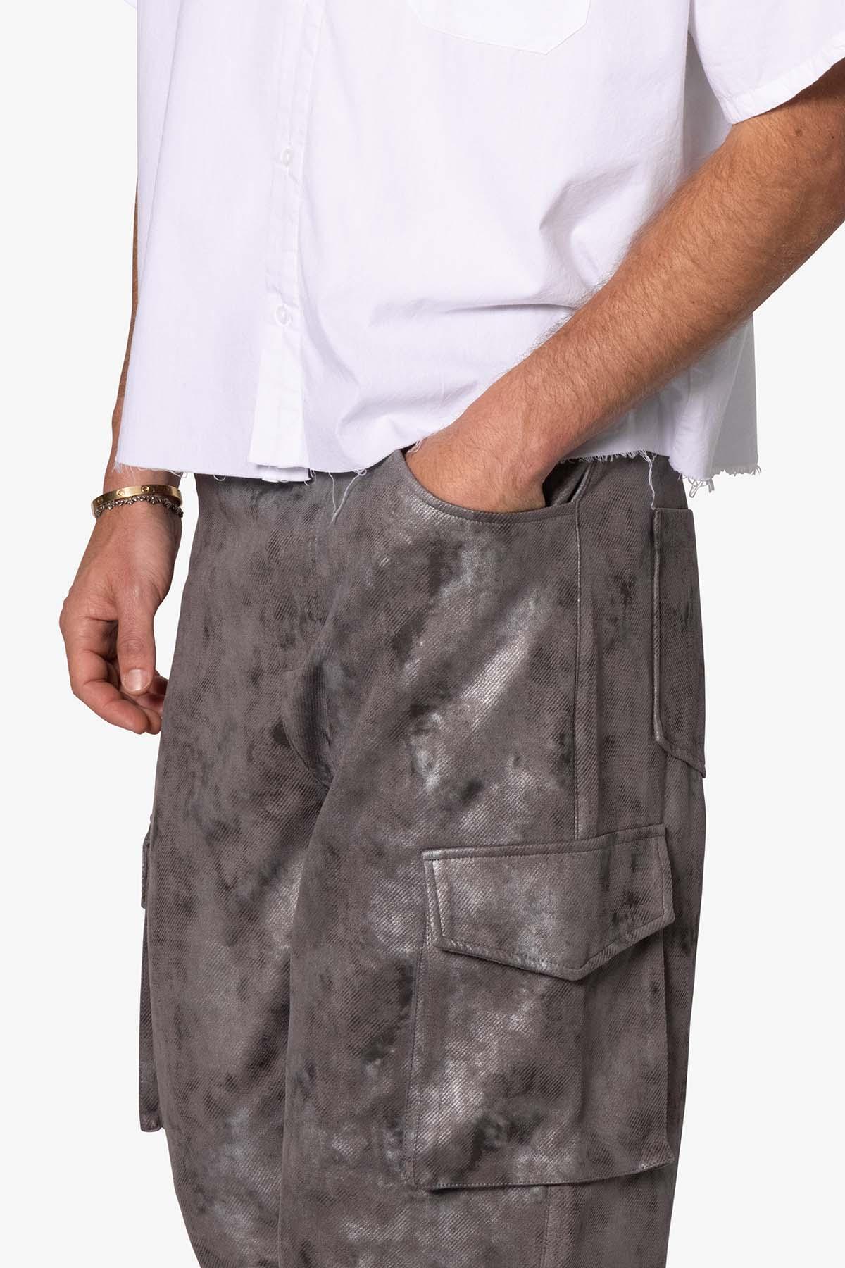 Baggy Dual Tone Sueded Cargo Pants - Grey Product Image