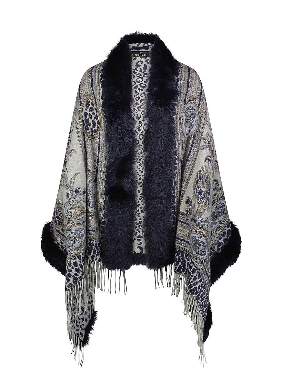 Double-Face Cashmere & Toscana Lamb Fringe Stole Product Image