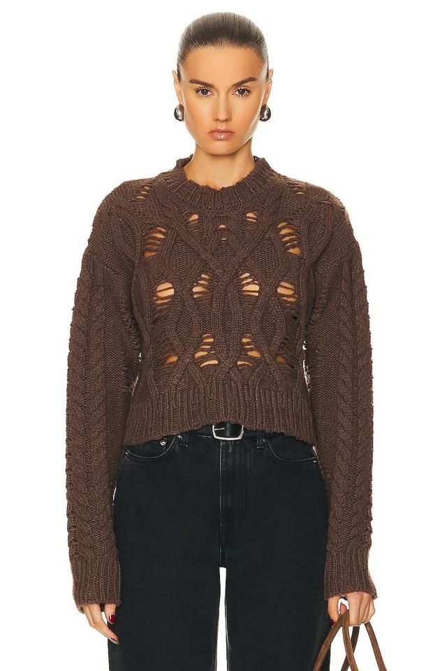 Aisling Camps Crop Cable Sweater in Brown Product Image