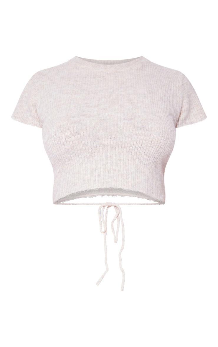 Petite Stone Luxe Knit Tie Back Crop Top Product Image