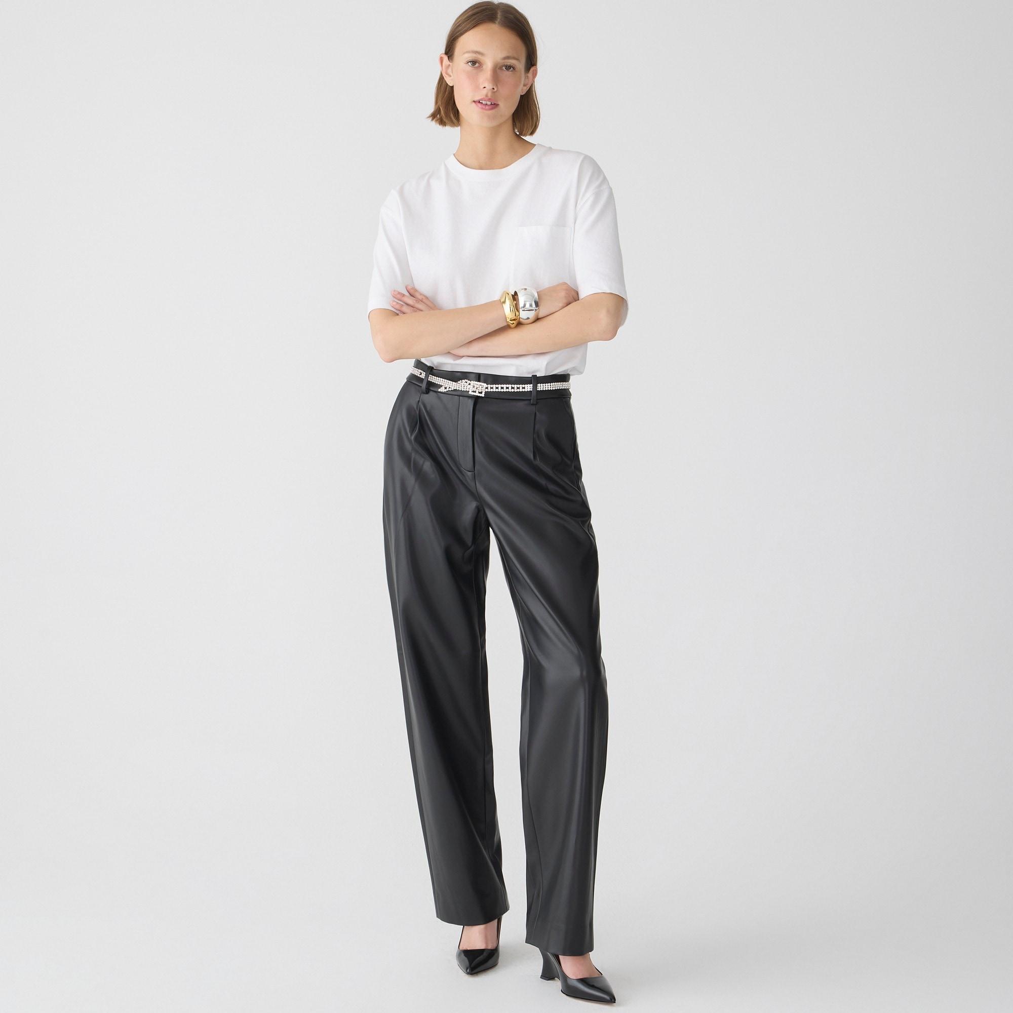 Straight-leg essential pant in faux leather Product Image