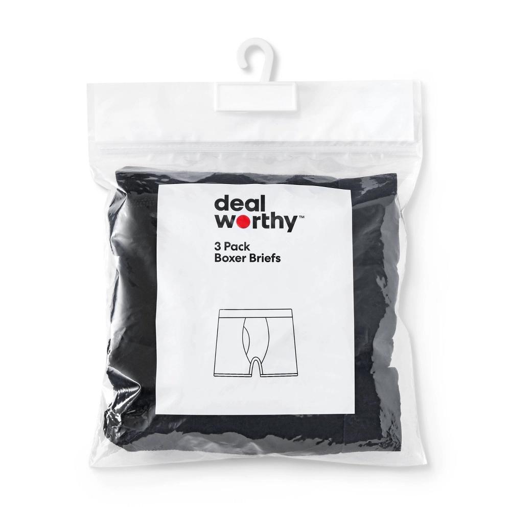 Mens Boxer Briefs 3pk - Dealworthy Black M Product Image